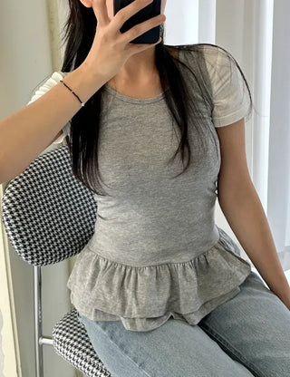 Tiered frill sleeveless t-shirt layered tank top