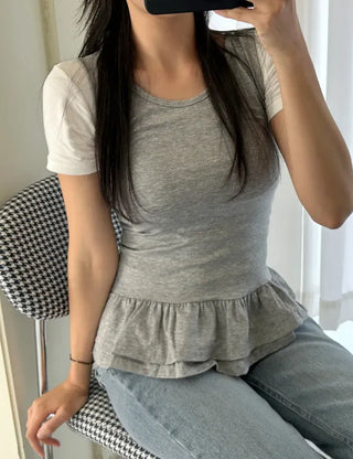 Tiered frill sleeveless t-shirt layered tank top