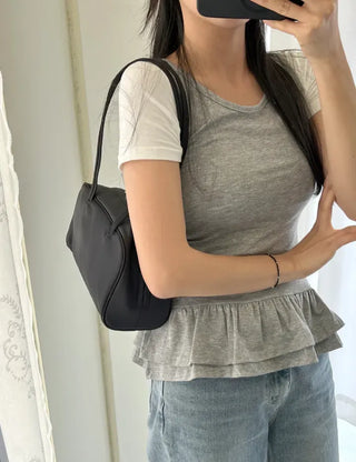 Tiered frill sleeveless t-shirt layered tank top