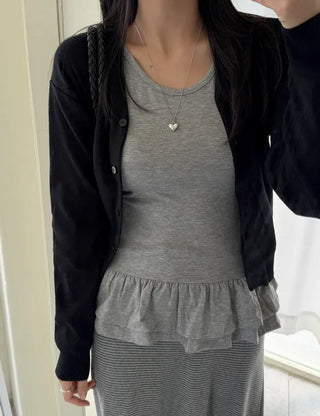 Tiered frill sleeveless t-shirt layered tank top