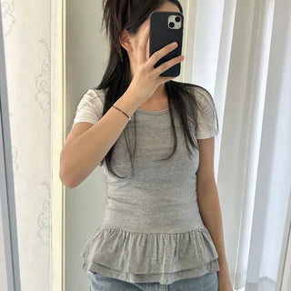 Tiered frill sleeveless t-shirt layered tank top