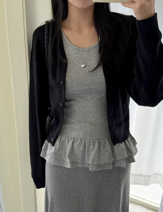 Tiered frill sleeveless t-shirt layered tank top