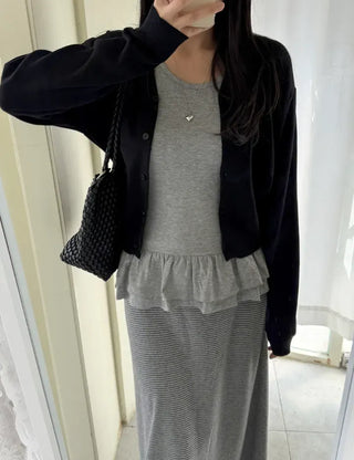 Tiered frill sleeveless t-shirt layered tank top