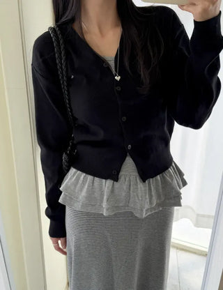 Tiered frill sleeveless t-shirt layered tank top