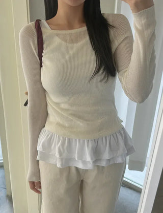 Tiered frill sleeveless t-shirt layered tank top