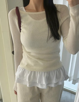 Tiered frill sleeveless t-shirt layered tank top