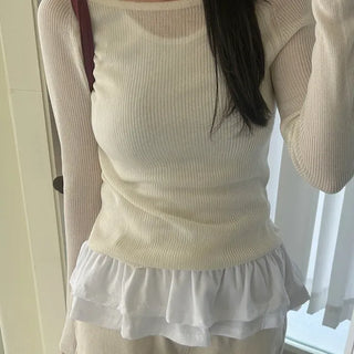 Tiered frill sleeveless t-shirt layered tank top