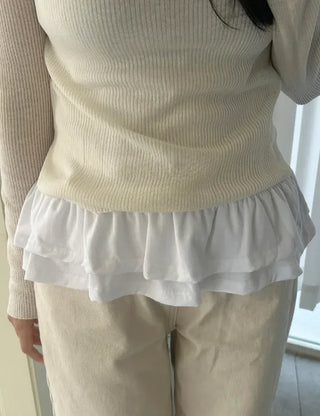 Tiered frill sleeveless t-shirt layered tank top