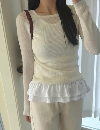 Tiered frill sleeveless t-shirt layered tank top