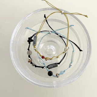 Mixed 925 Silver String Bracelet Knot Gemstone Bead Summer Bracelet