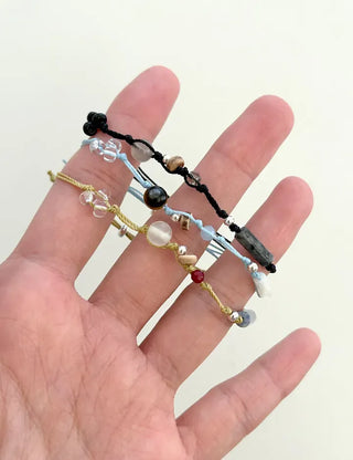 Mixed 925 Silver String Bracelet Knot Gemstone Bead Summer Bracelet