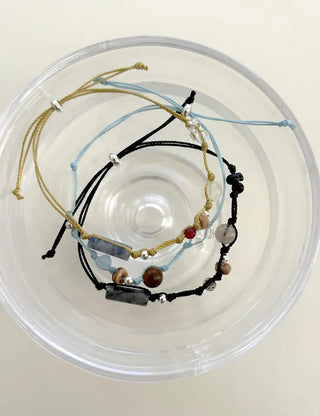 Mixed 925 Silver String Bracelet Knot Gemstone Bead Summer Bracelet