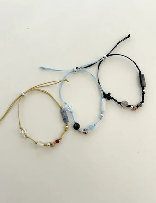Mixed 925 Silver String Bracelet Knot Gemstone Bead Summer Bracelet