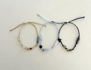 Mixed 925 Silver String Bracelet Knot Gemstone Bead Summer Bracelet