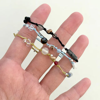 Mixed 925 Silver String Bracelet Knot Gemstone Bead Summer Bracelet