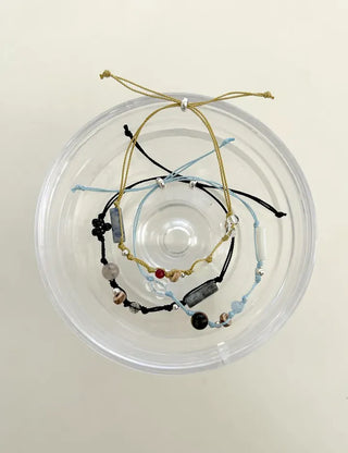 Mixed 925 Silver String Bracelet Knot Gemstone Bead Summer Bracelet