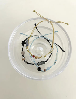 Mixed 925 Silver String Bracelet Knot Gemstone Bead Summer Bracelet