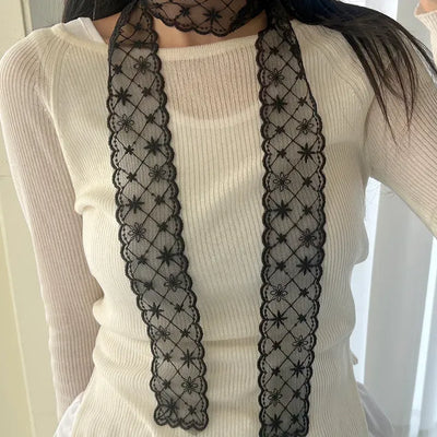 Romantic Petite Scarf Lace Tie Mini Muffler