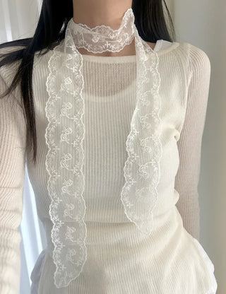 Romantic Petite Scarf Lace Tie Mini Muffler