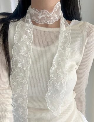 Romantic Petite Scarf Lace Tie Mini Muffler