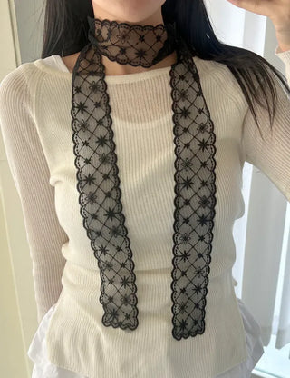 Romantic Petite Scarf Lace Tie Mini Muffler