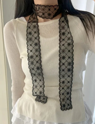Romantic Petite Scarf Lace Tie Mini Muffler