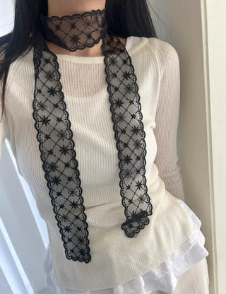 Romantic Petite Scarf Lace Tie Mini Muffler