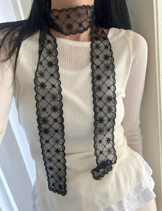 Romantic Petite Scarf Lace Tie Mini Muffler