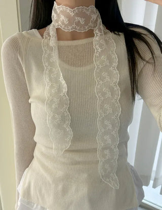 Romantic Petite Scarf Lace Tie Mini Muffler