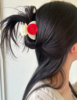 Large button hair clip half-up hair clip mini spring