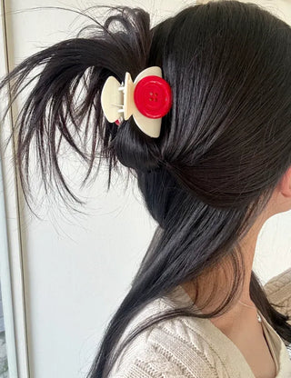 Large button hair clip half-up hair clip mini spring