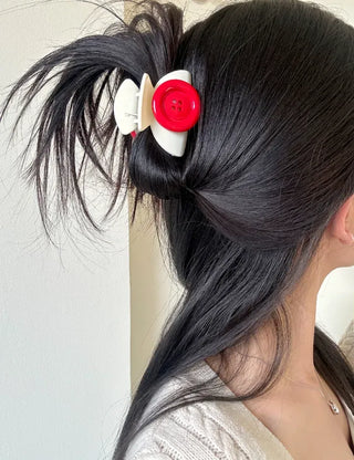 Large button hair clip half-up hair clip mini spring