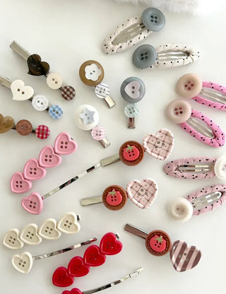 Baby hair clip button heart mini claw clip