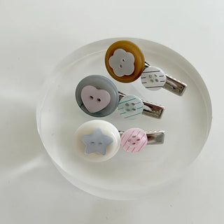 Baby hair clip button heart mini claw clip