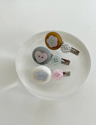 Baby hair clip button heart mini claw clip