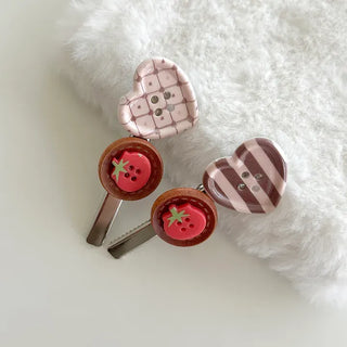Tomato hair clip button heart mini claw clip