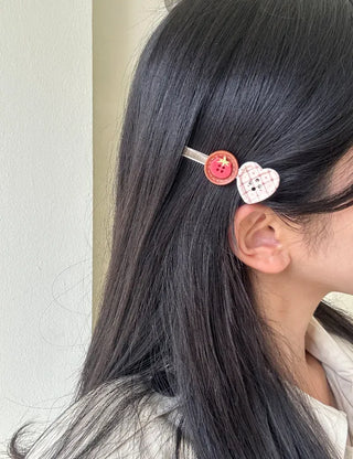 Tomato hair clip button heart mini claw clip