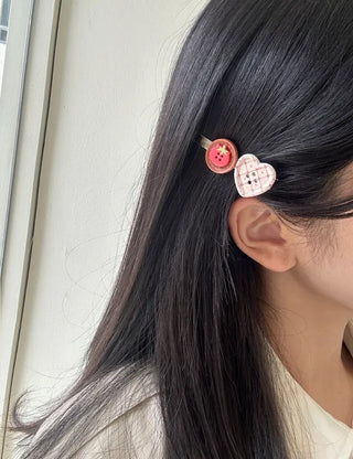 Tomato hair clip button heart mini claw clip