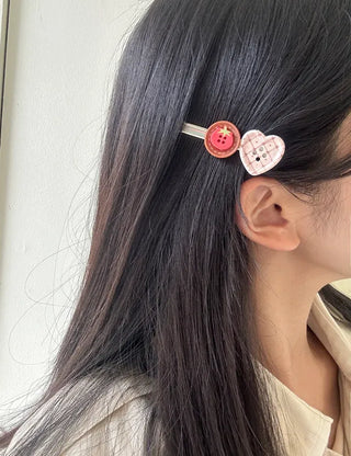 Tomato hair clip button heart mini claw clip