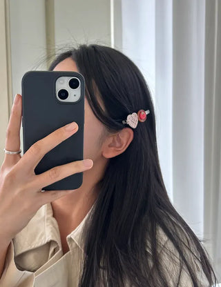 Tomato hair clip button heart mini claw clip