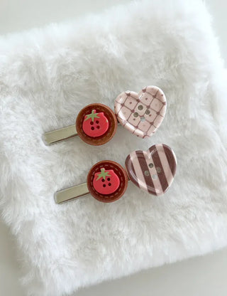 Tomato hair clip button heart mini claw clip