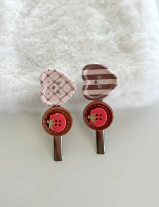 Tomato hair clip button heart mini claw clip