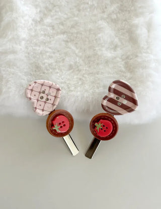 Tomato hair clip button heart mini claw clip