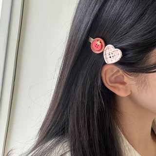 Tomato hair clip button heart mini claw clip