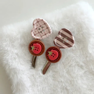 Tomato hair clip button heart mini claw clip