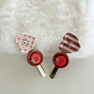Tomato hair clip button heart mini claw clip