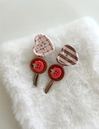 Tomato hair clip button heart mini claw clip