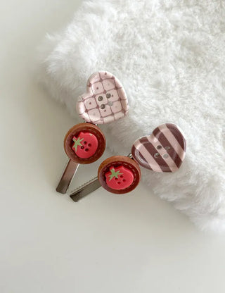 Tomato hair clip button heart mini claw clip