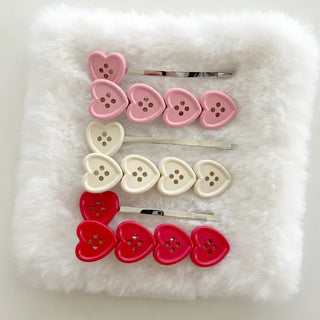Heart Button Bobby Pin Metal Claw Clip Hair Pin