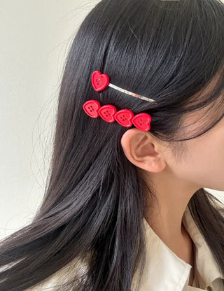 Heart Button Bobby Pin Metal Claw Clip Hair Pin
